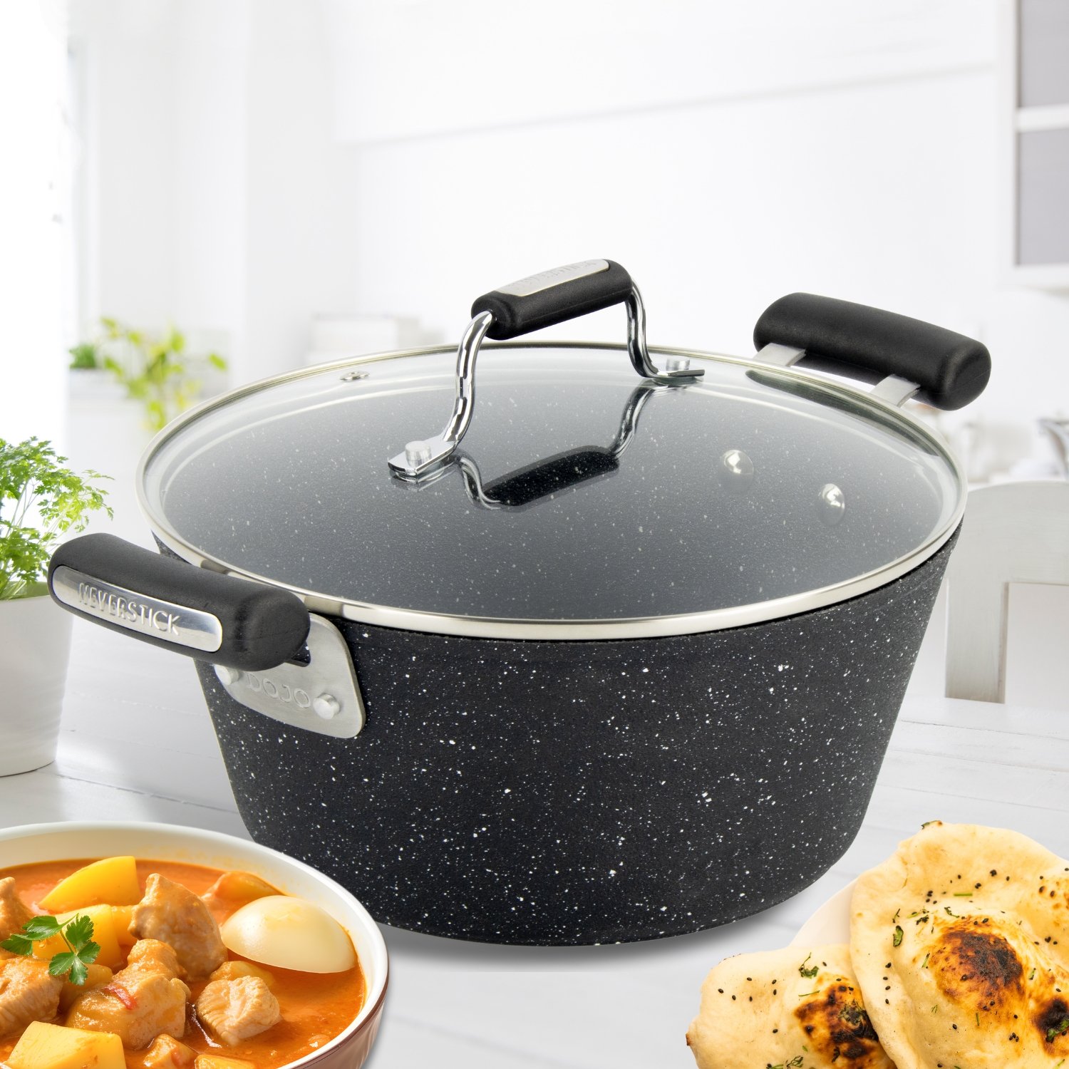 Dojo Non-Stick Stock Pots with Tempered Glass Lids