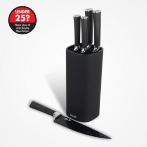 Dojo 5 Piece Kitchen Knife Block Set - Set of Non-Stick Kitchen Knives