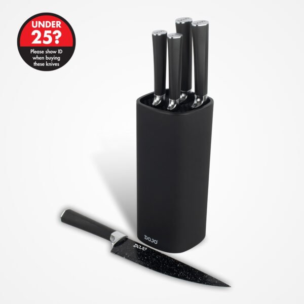 Dojo 5 Piece Kitchen Knife Block Set - Set of Non-Stick Kitchen Knives