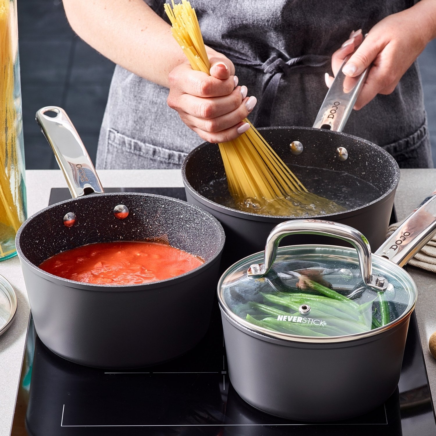 DOJO Non-Stick Saucepan Set
