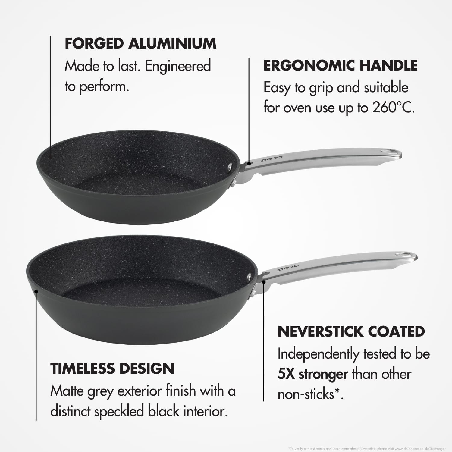 DOJO Yumi Neverstick 2 Piece Frying Pan Set (Bundle) - Image 4