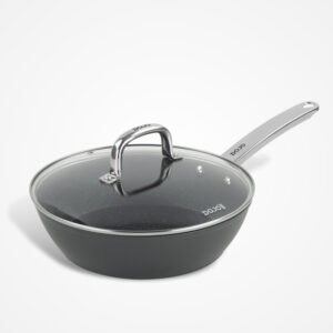 DOJO Yumi Neverstick 26cm Saute Pan with Lid. Non-Stick Frying Pan with Glass Lid