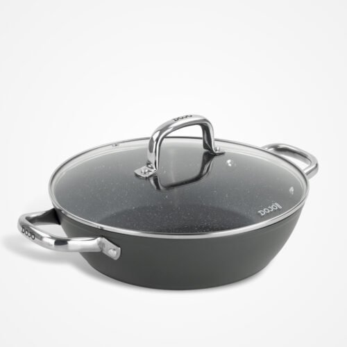 DOJO Yumi Neverstick 28cm Shallow Casserole Pan with Lid