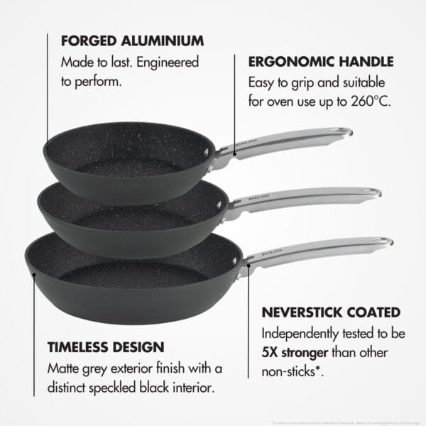 DOJO Yumi Neverstick 3 Piece Frying Pan Set (Bundle) - Image 4