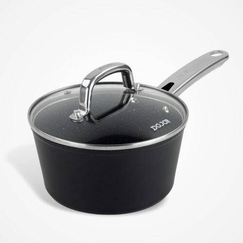 Dojo Hero Neverstick+ 18cm Saucepan with Glass Lid. Medium Sized Non Stick Saucepan