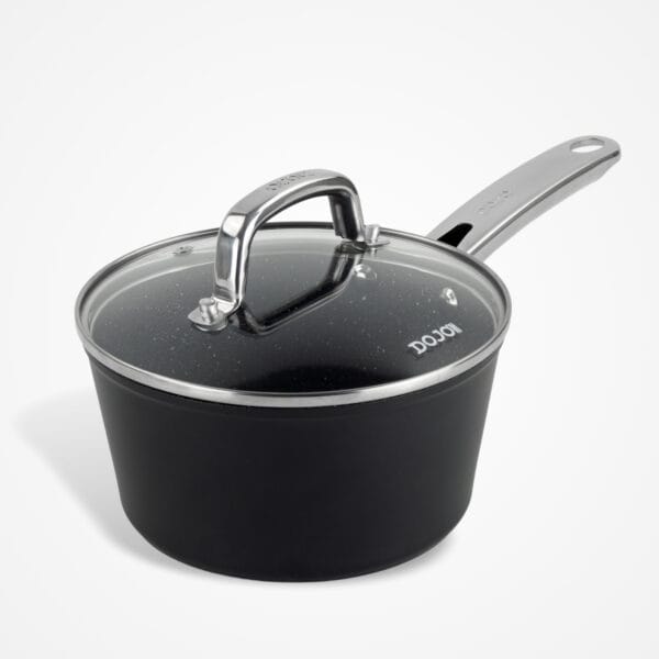 Dojo Hero Neverstick+ 18cm Saucepan with Glass Lid. Medium Sized Non Stick Saucepan