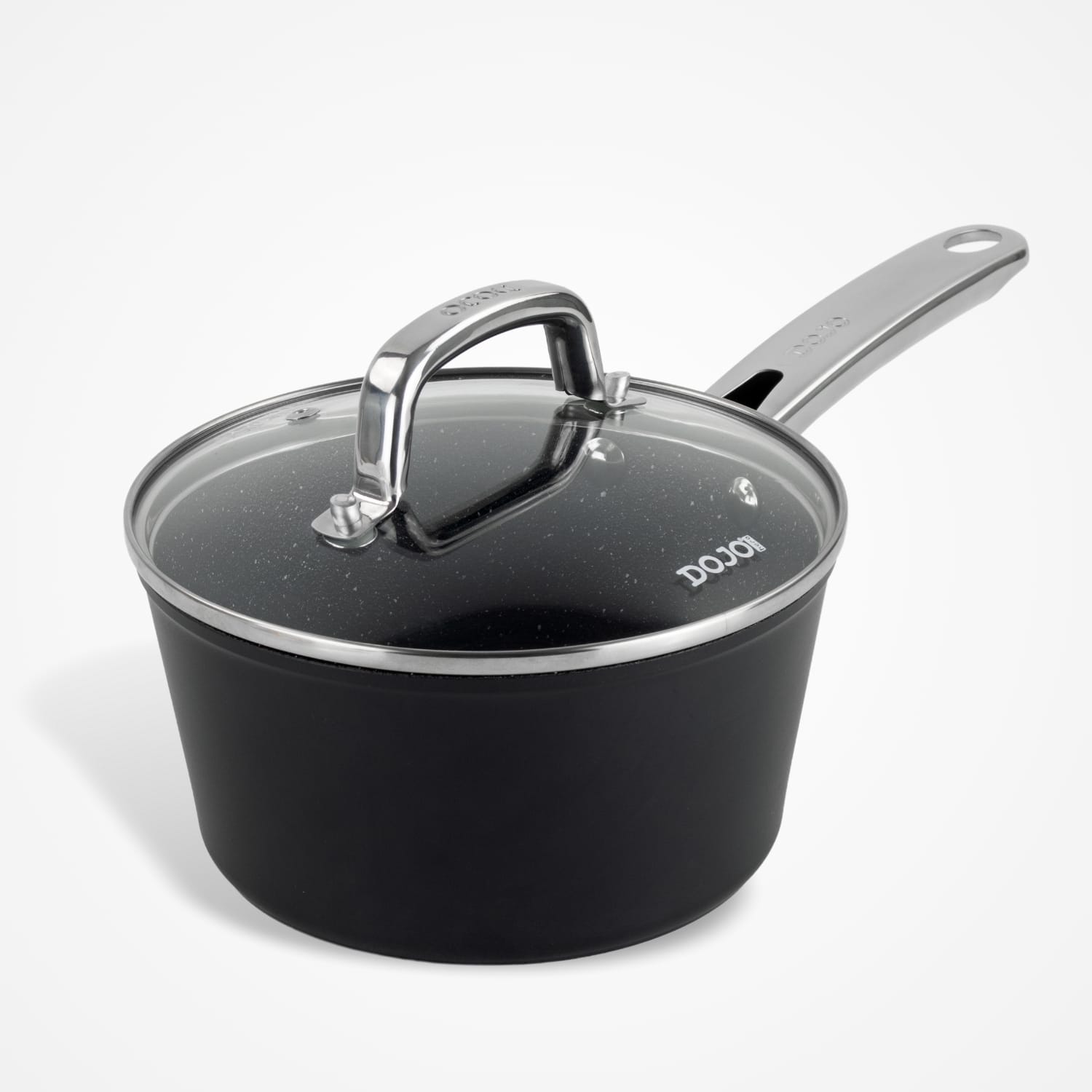 Dojo Hero Neverstick+ 18cm Saucepan with Glass Lid. Medium Sized Non Stick Saucepan