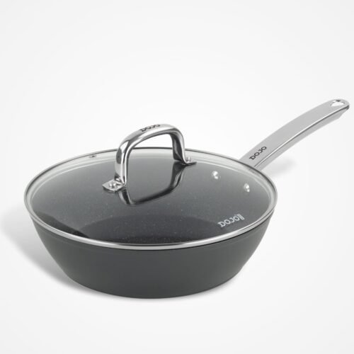 Dojo Yumi Neverstick 26cm Sauté Pan with Glass Lid. Non-Stick Frying Pan with Glass Lid