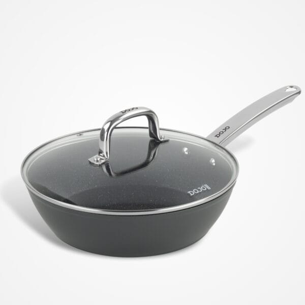 Dojo Yumi Neverstick 26cm Sauté Pan with Glass Lid. Non-Stick Frying Pan with Glass Lid
