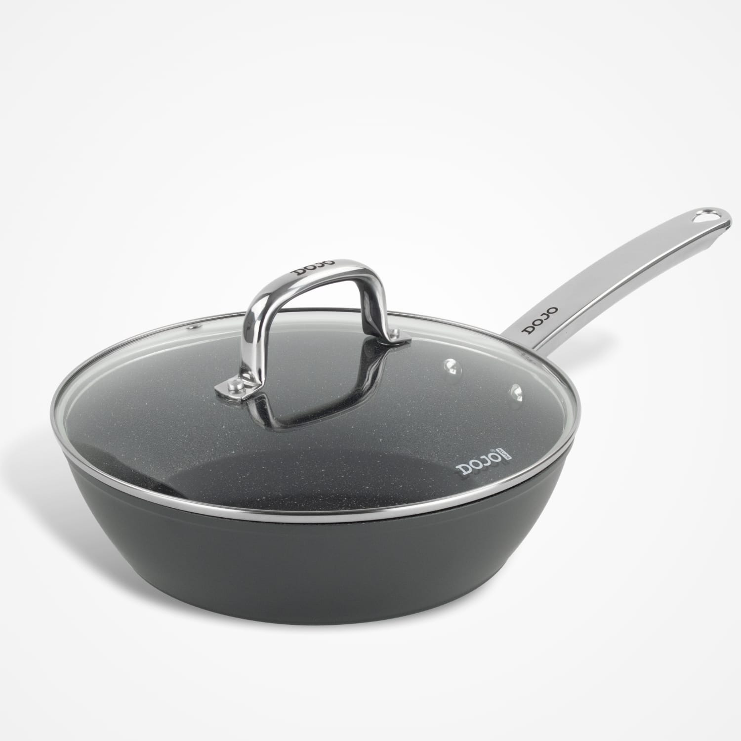 Dojo Yumi Neverstick 26cm Sauté Pan with Glass Lid. Non-Stick Frying Pan with Glass Lid