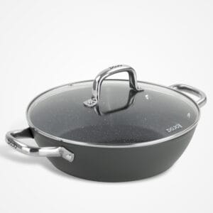 Dojo Yumi Neverstick 28cm Shallow Casserole Pan with Lid for Hob and Oven