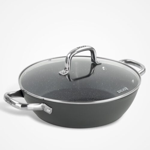 Dojo Yumi Neverstick 28cm Shallow Casserole Pan with Lid for Hob and Oven