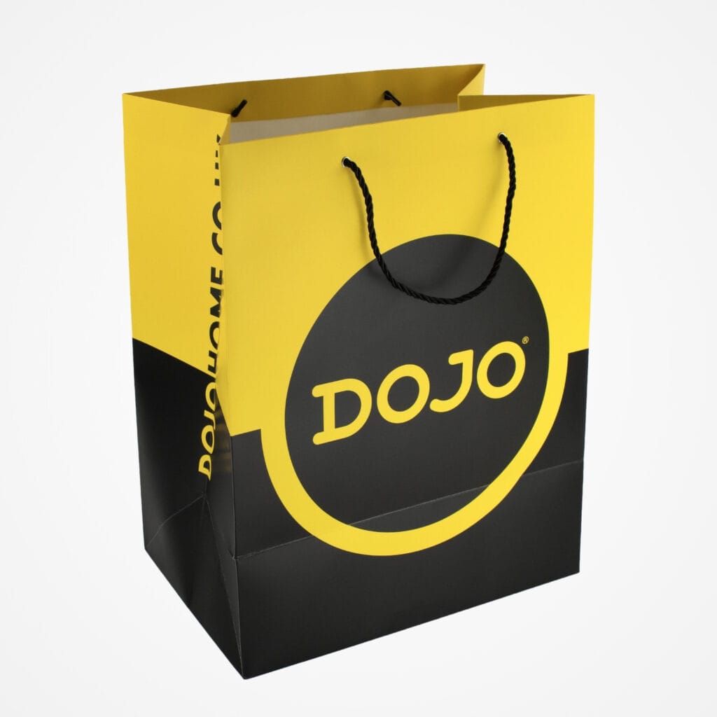 Yellow and Black Dojo Gift Bag with Black Rope Handles