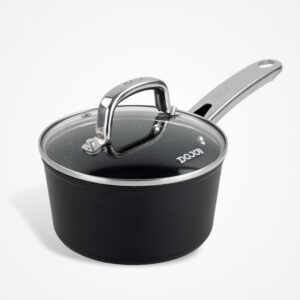 Dojo Hero Neverstick+ 16cm saucepan with lid, non-stick pan ideal for cooking smaller portions, sauces, vegetables, and soups.