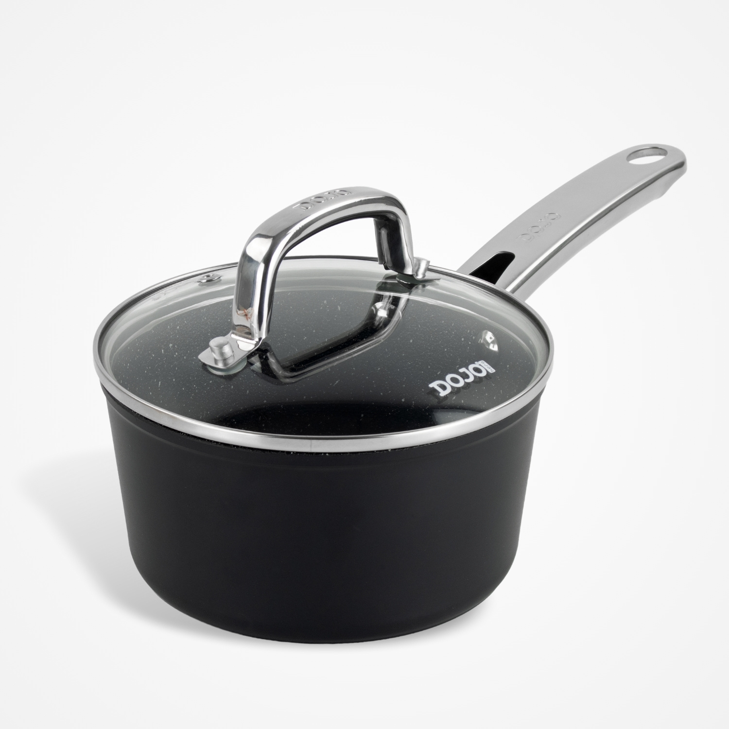 Dojo Hero Neverstick+ 16cm saucepan with lid, non-stick pan ideal for cooking smaller portions, sauces, vegetables, and soups.