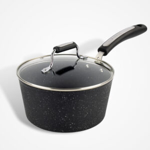 Dojo Zen Neverstick 18cm saucepan with glass lid, ideal for sauces, soups, and heating food